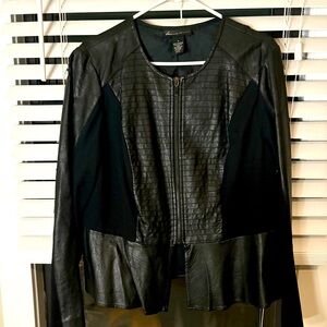 Lane Bryant black peplum faux leather moto jacket sz 16